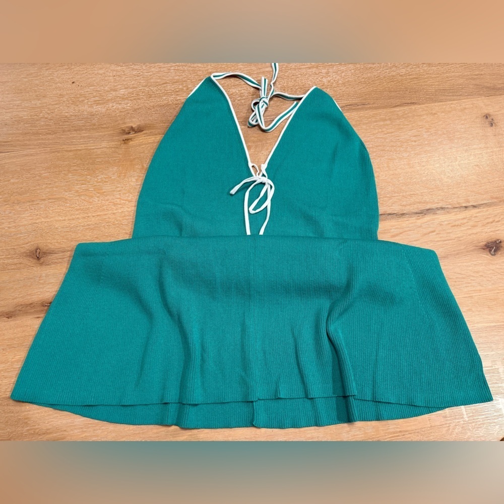 NWT wild fable Plus Size 3X Green Ribbed Halter Mini Dress Stretchy Flowy - Picture 3 of 6